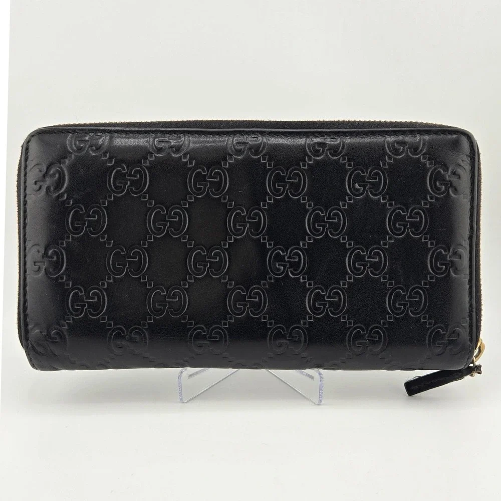 Gucci Guccissima Zip Around Wallet Black Leather GG Monogram 112724-496334 - Picture 2 of 10